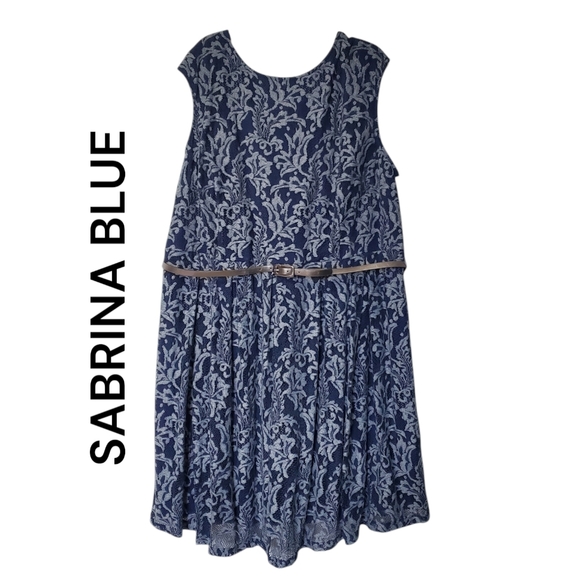 Sabrina Blue Dresses & Skirts - NWT Sabrina Blue Women's Dress Sleeveless Lace Size 26W
